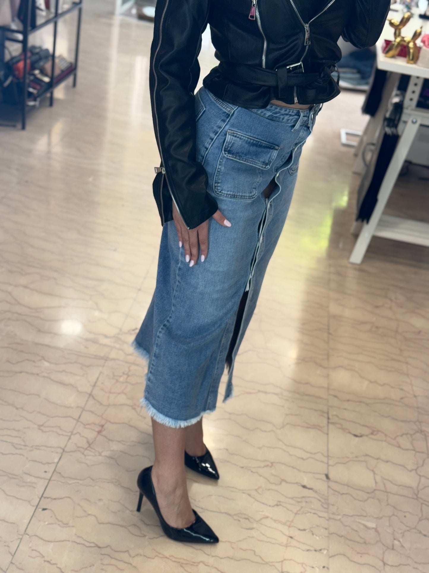 Gonna midi in denim
