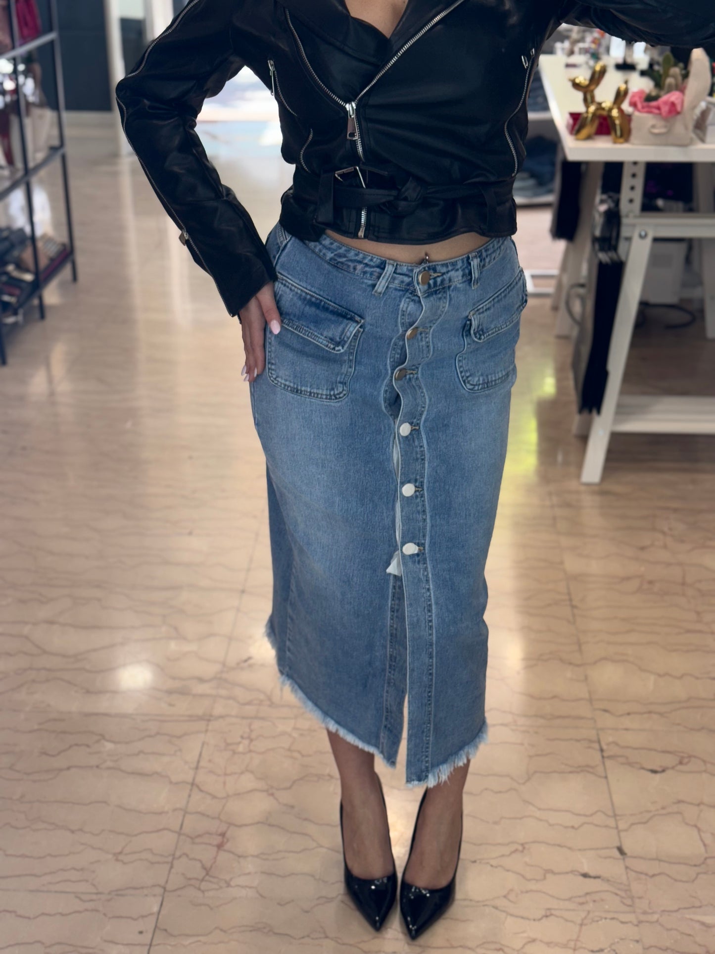 Gonna midi in denim